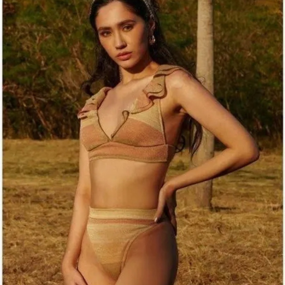 Elegant Tan metallic gold and bronze Bikini BOTTOM ONLY the Addison collection